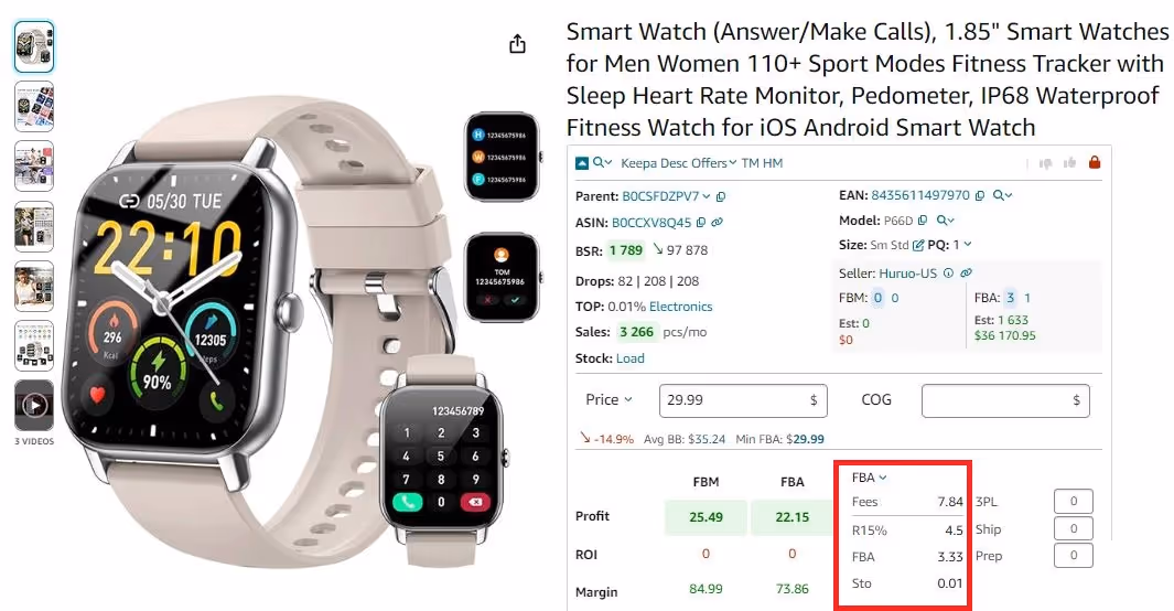 Seller Assistant calculates all Amazon fees