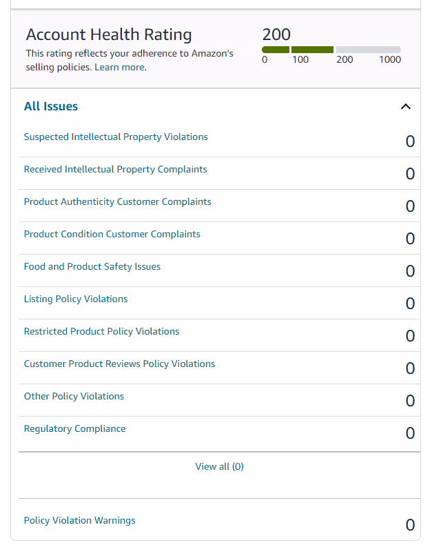 Policy compliance is the second section in the Account Health Dashboard