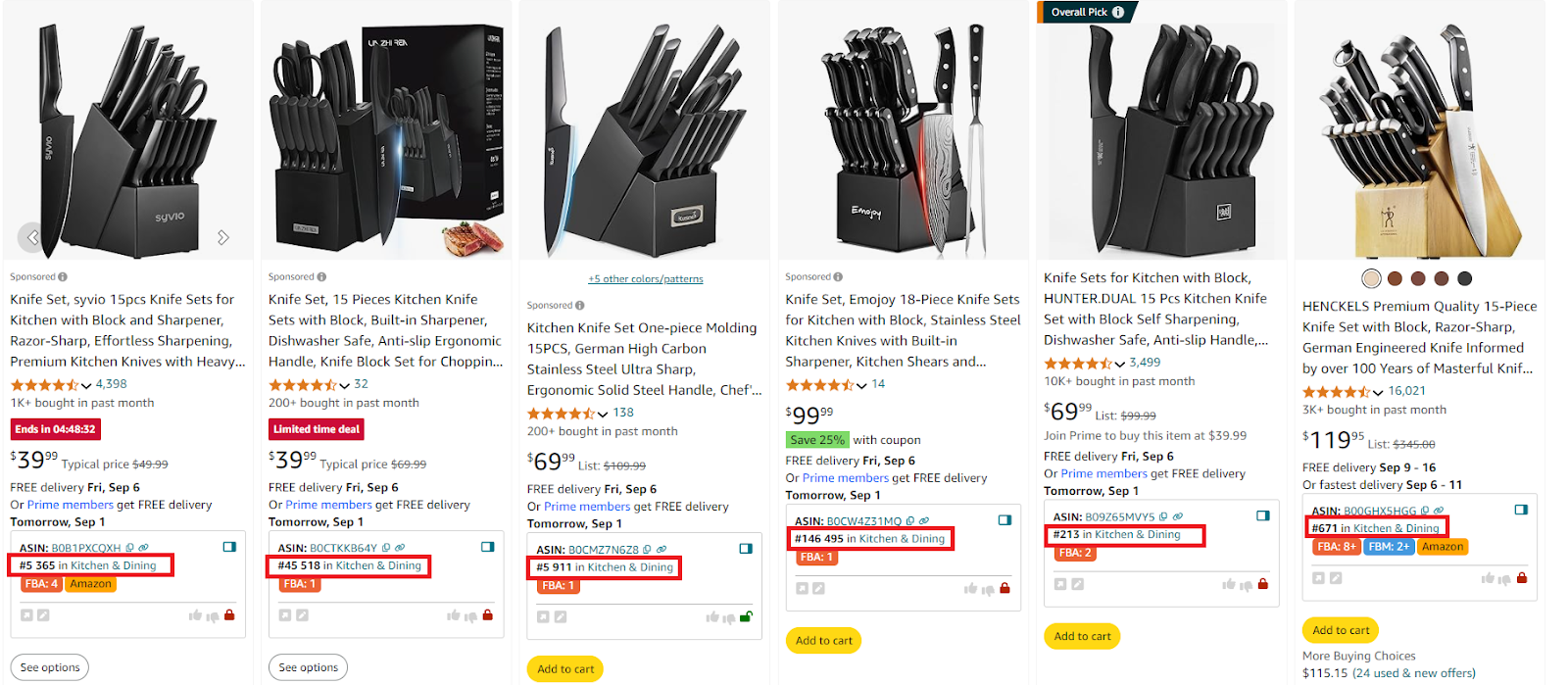 Quick View shows a product's BSR in its main category