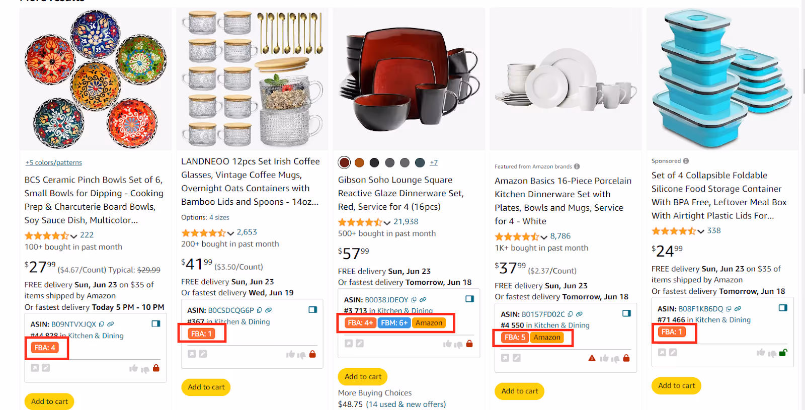 Review FBA and FBM seller counts