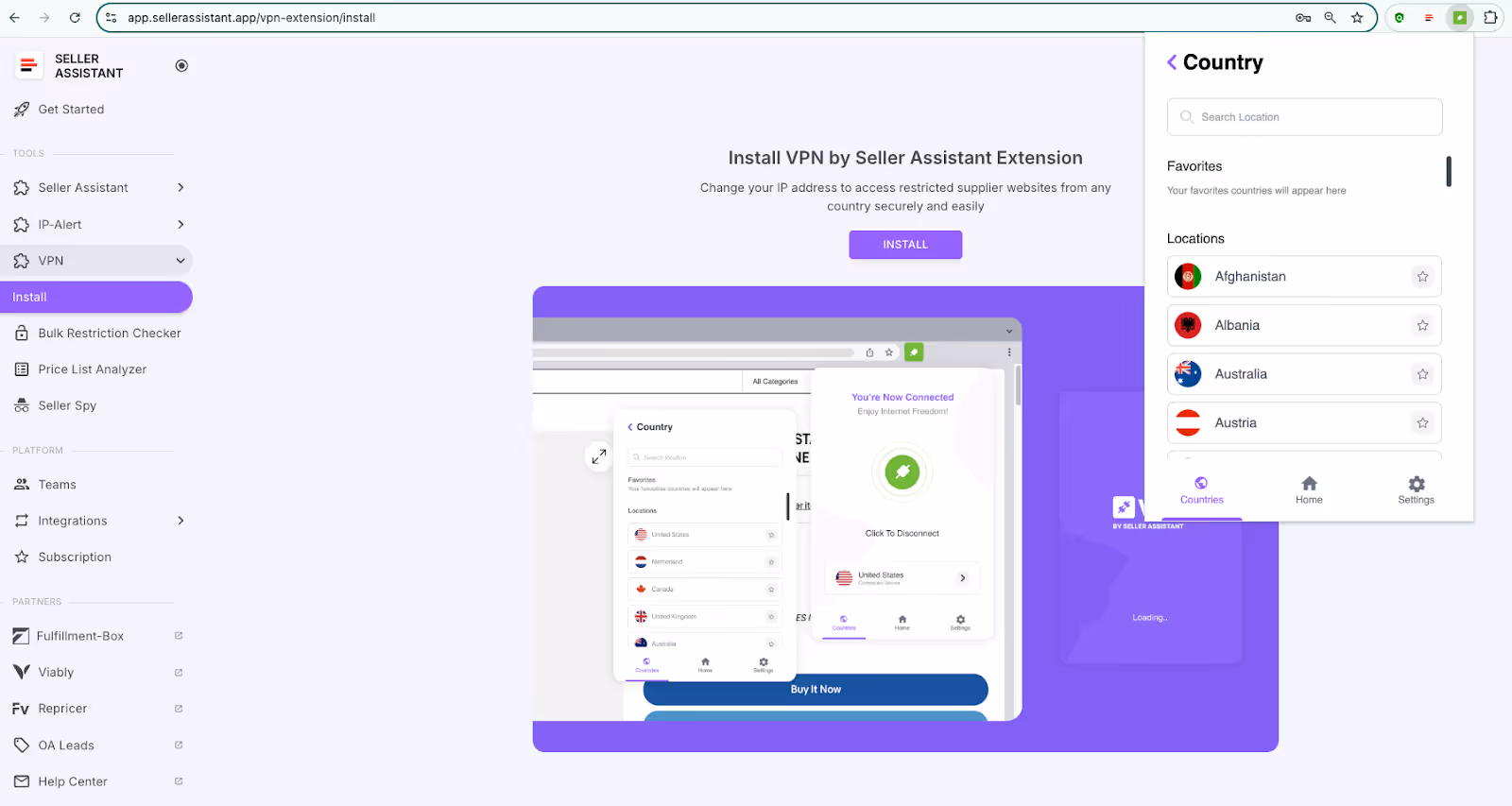 To change locatio, click the VPN icon again, select "Countries," and choose your desired country