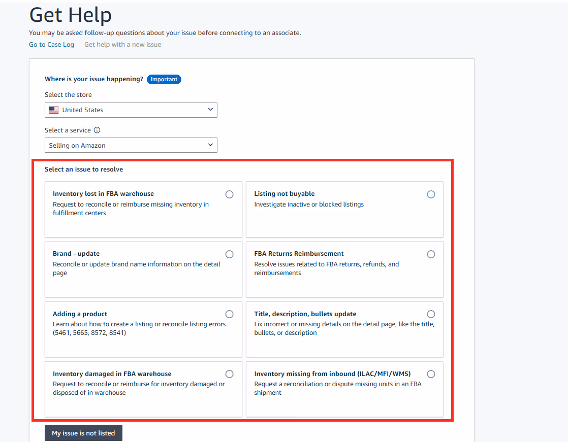 In your Seller Central, sellere issues are categorized