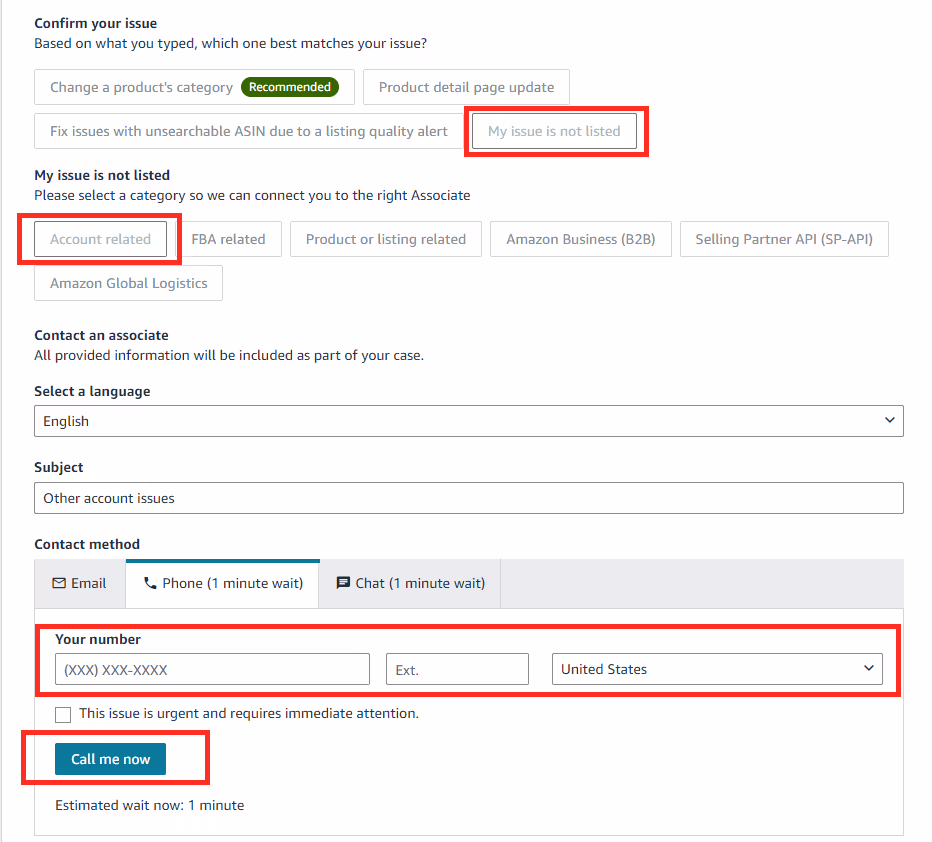 Select the Call me now option to request an immediate callback, or schedule one at a convenient time.