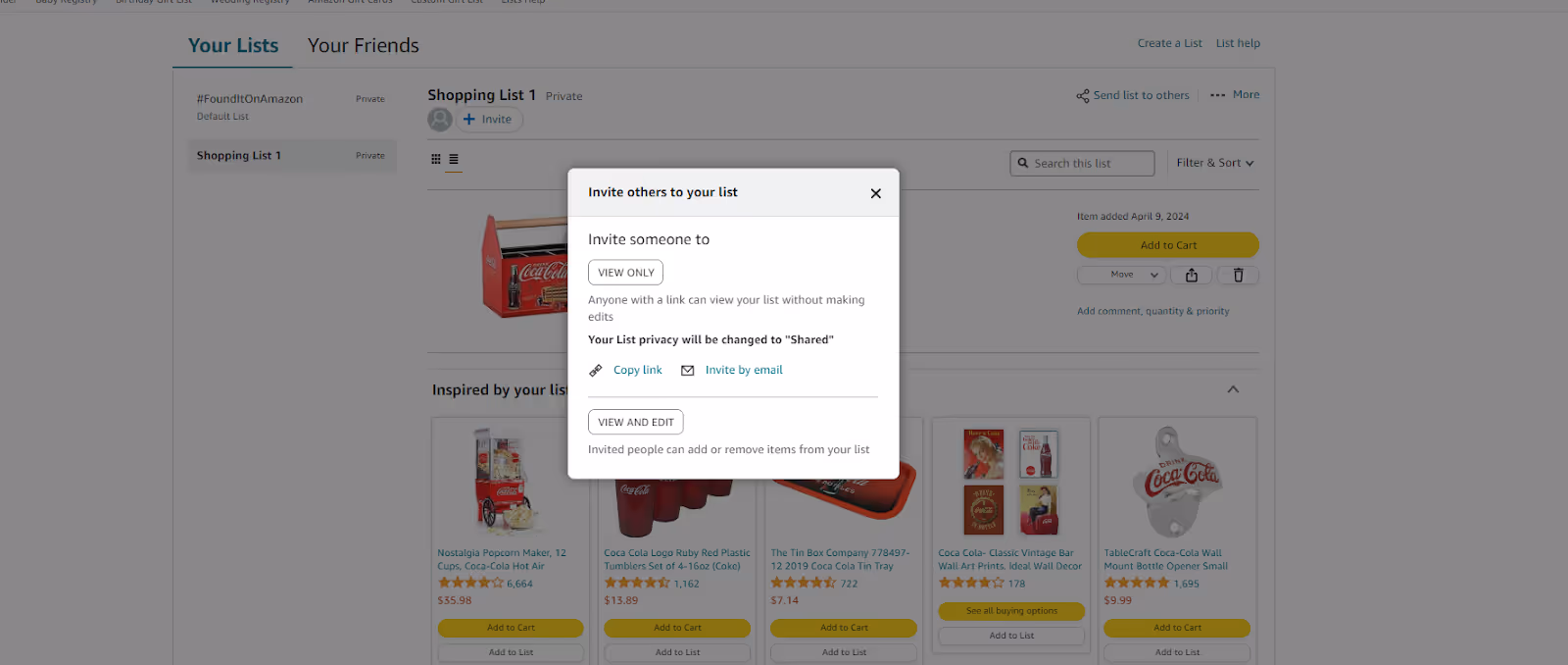 Select “Copy Link” or “Invite by Email” and send a link or email to the recipient