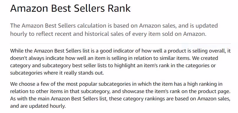 Amazon’s BSR definition