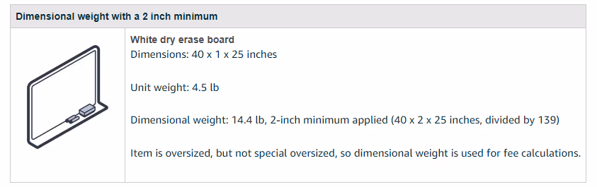 Examples of dimensional weight calculation