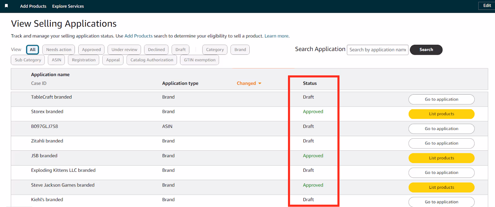 You can monitor your application’s progress via the “View Selling Applications” page in Seller Central