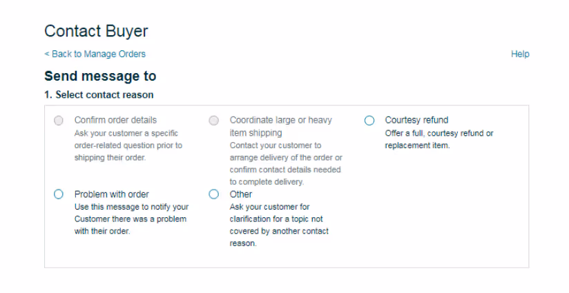Select the message reason Select the message reason