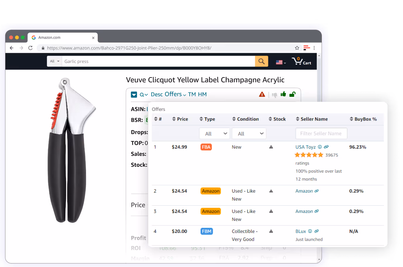 Buy Box percentage for each seller Buy Box percentage for each seller