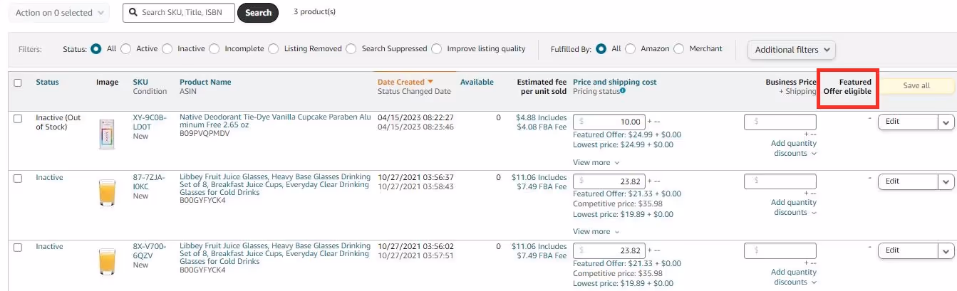 Checking Buy Box eligibility step 4