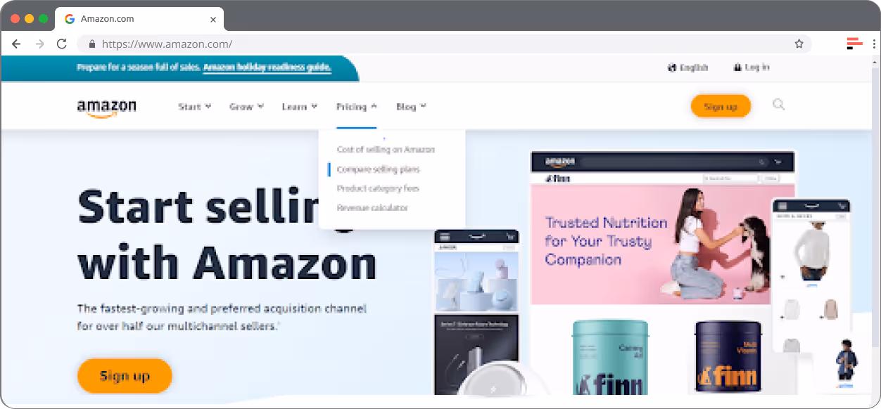 Start üst gezinme menüsünden kaydınız - "Fiyatlandırma" seçeneğini seçin