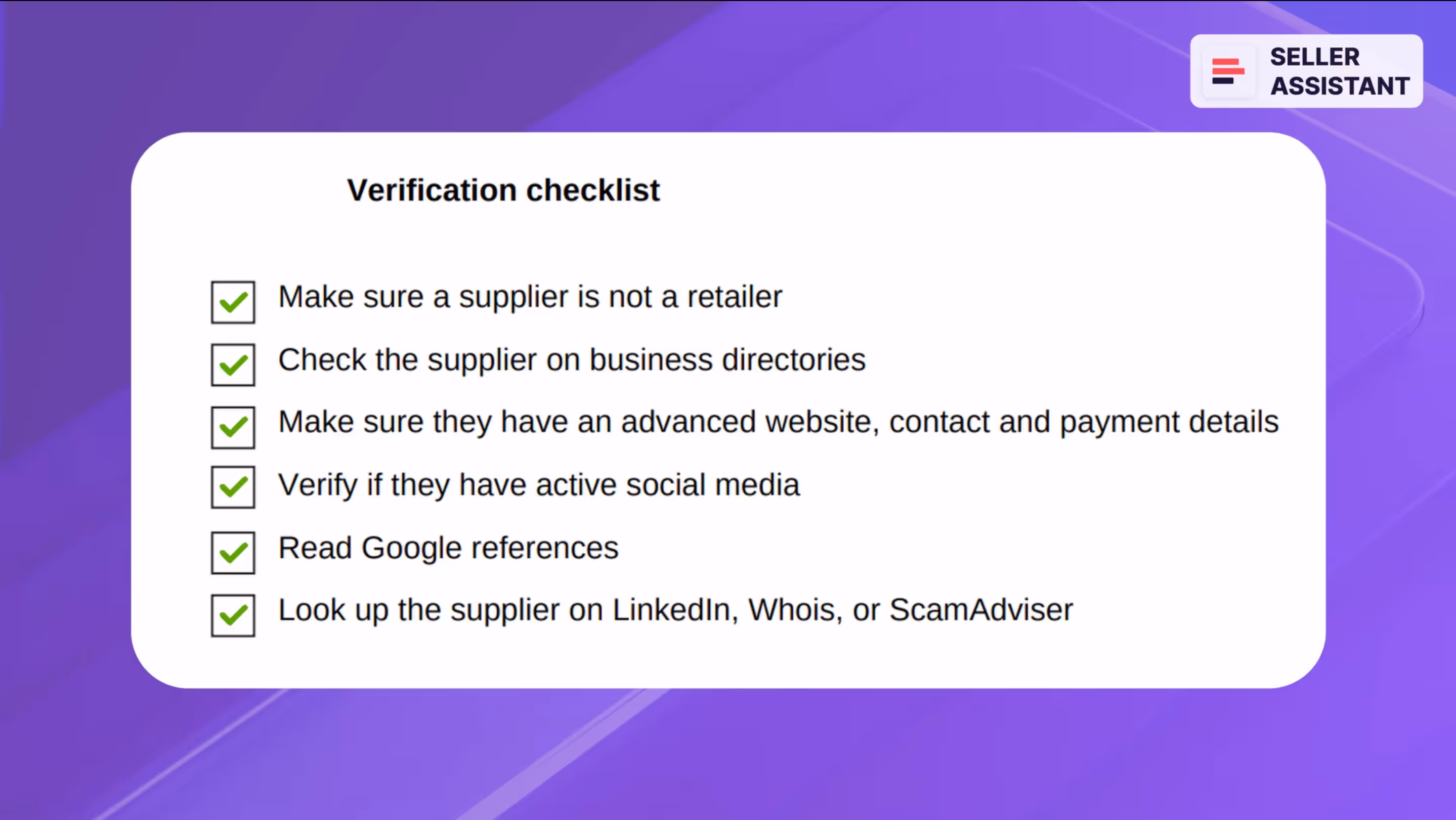 Verification checklist