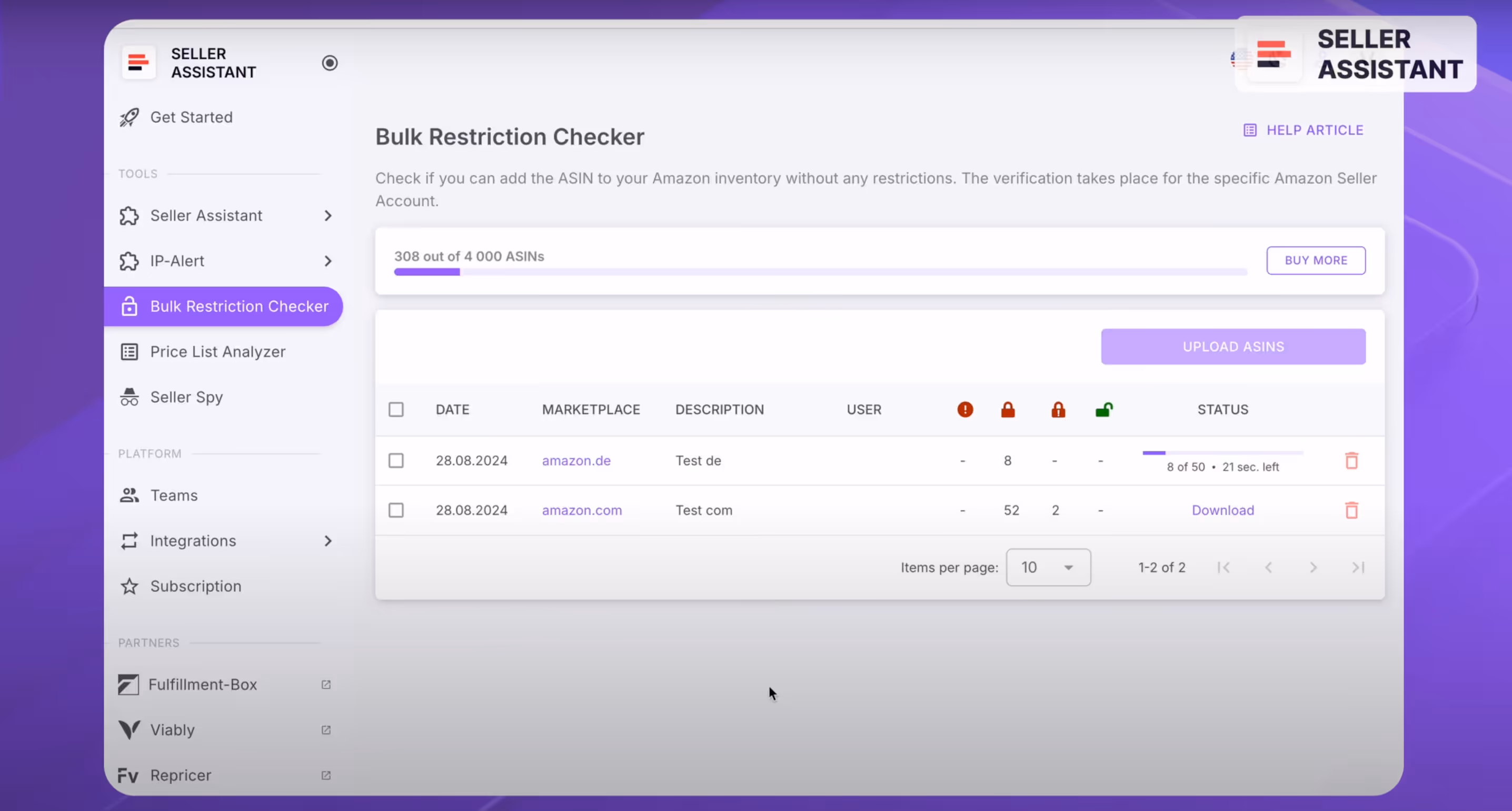 Seller Assistant Bulk Restrictions Checker