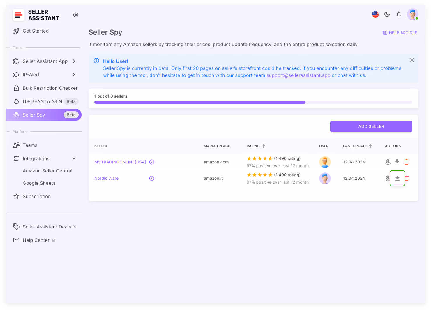 Download competitor data