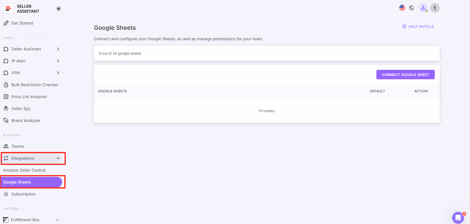 Navigate to the Google Sheets section