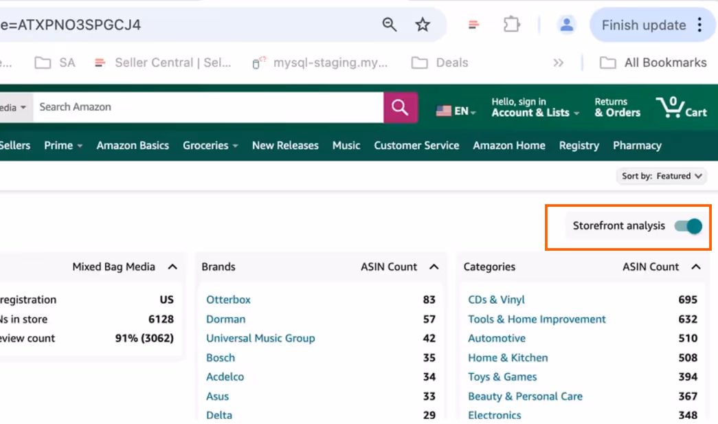 Navigate to your competitor’s Amazon storefront.