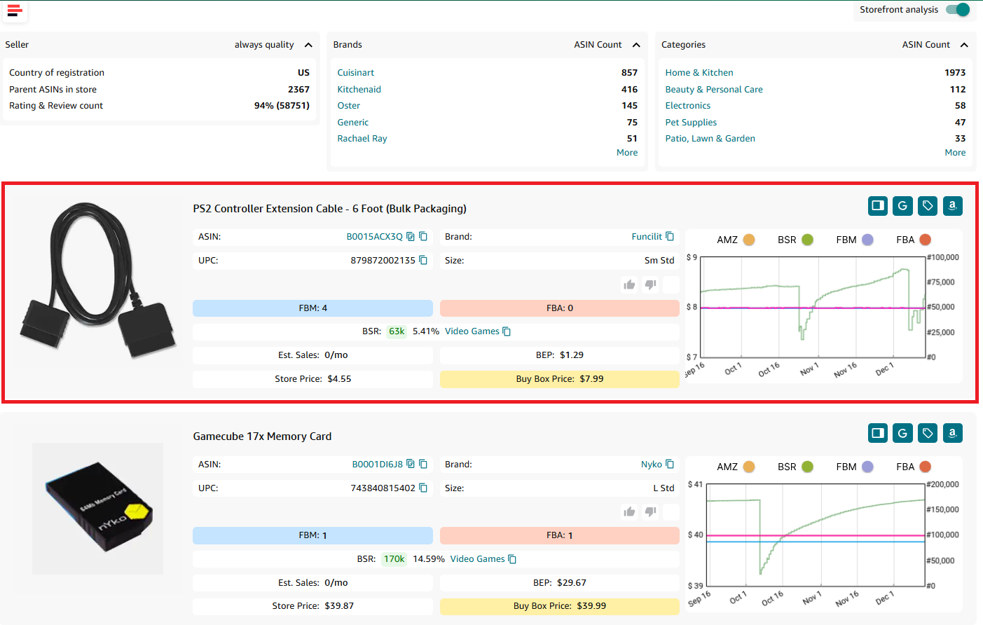 Storefront Widget - product insights