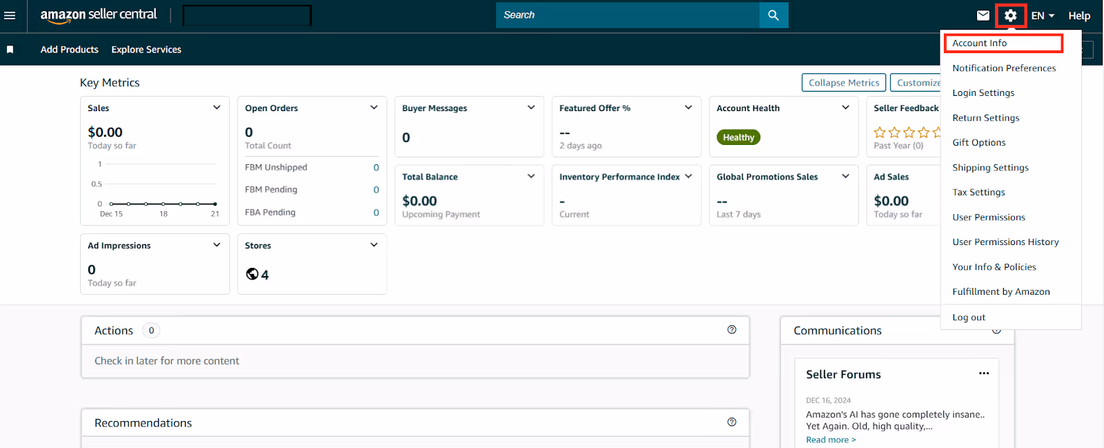 Access account settings