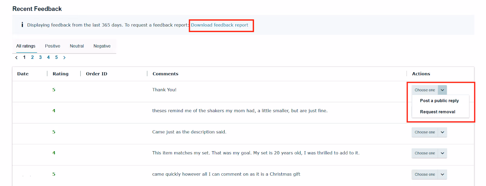 Recent Feedback Dashboard