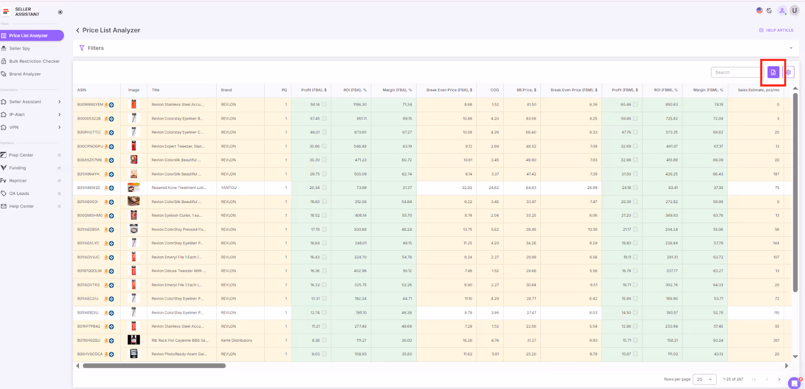 Download the filtered list by clicking “Download”