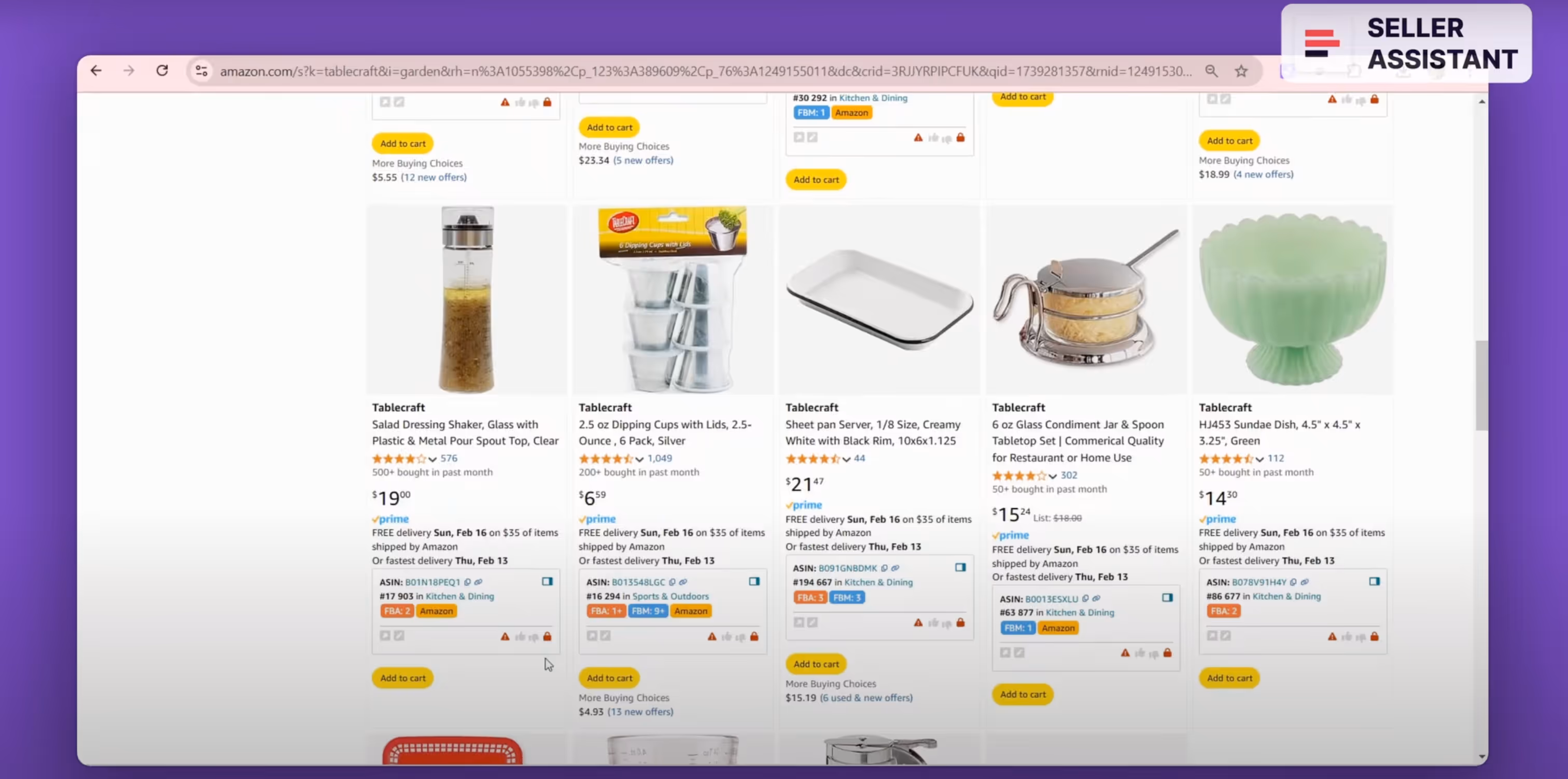Seller Assistant’s Quick View