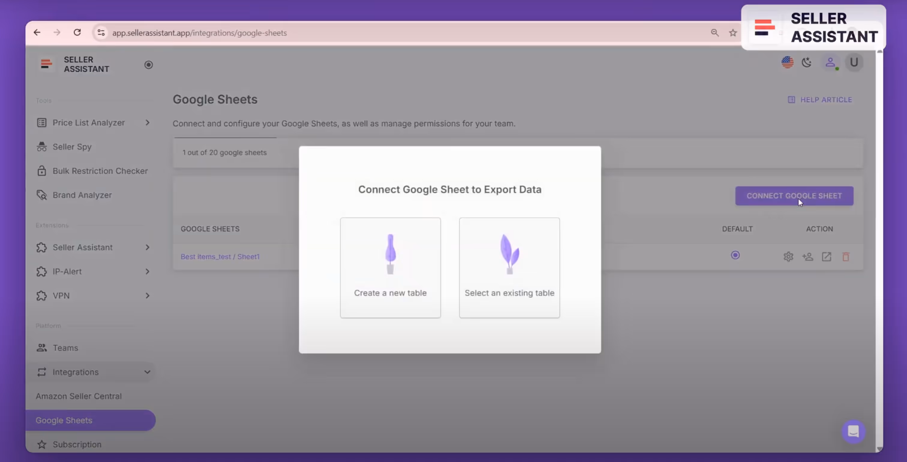Click the Connect button and select your Google account.