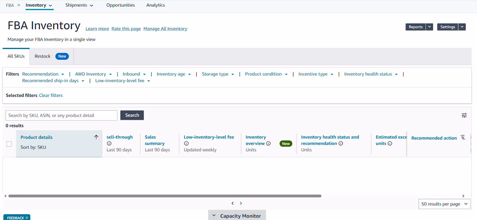 FBA Inventory dashboard