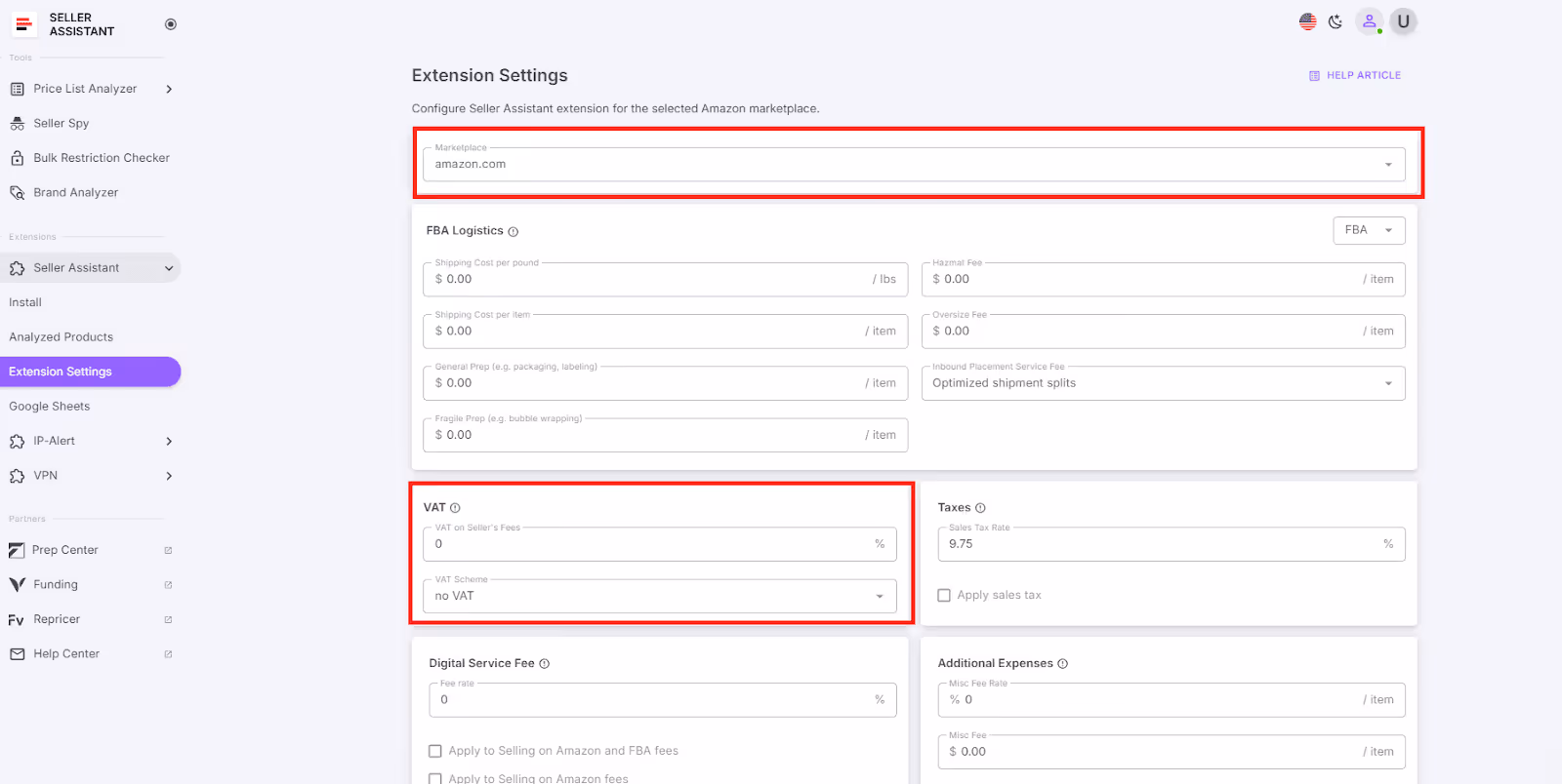 You can configure logistics costs in the settings