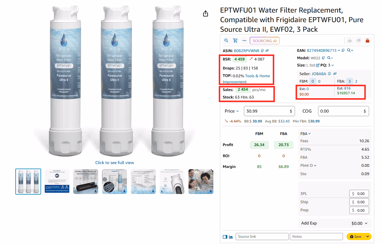 Check how well the product sells