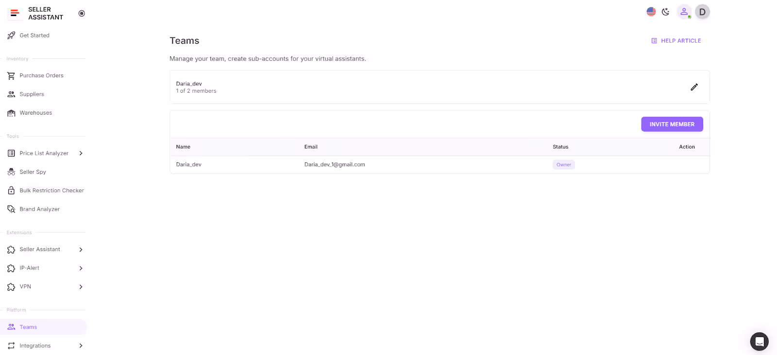 Virtual Assistant Account