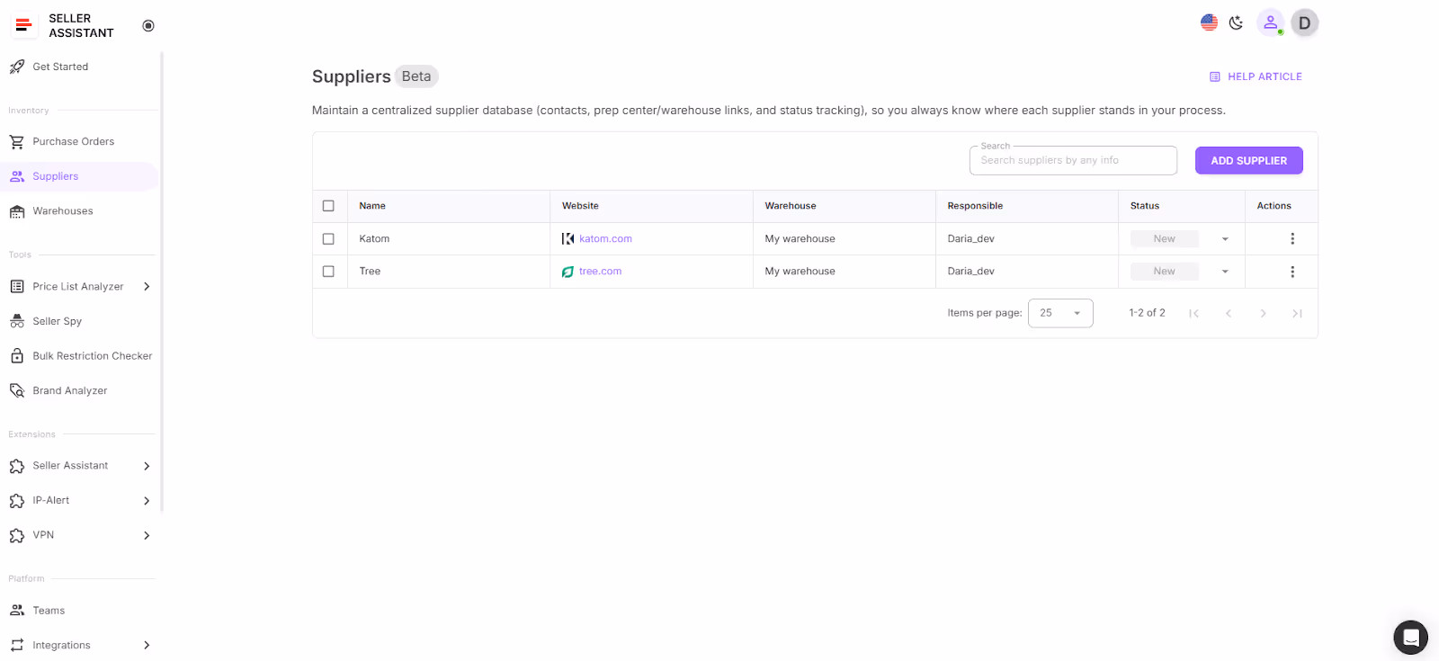 Supplier Database