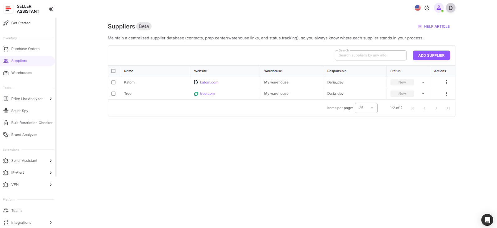 Supplier Database