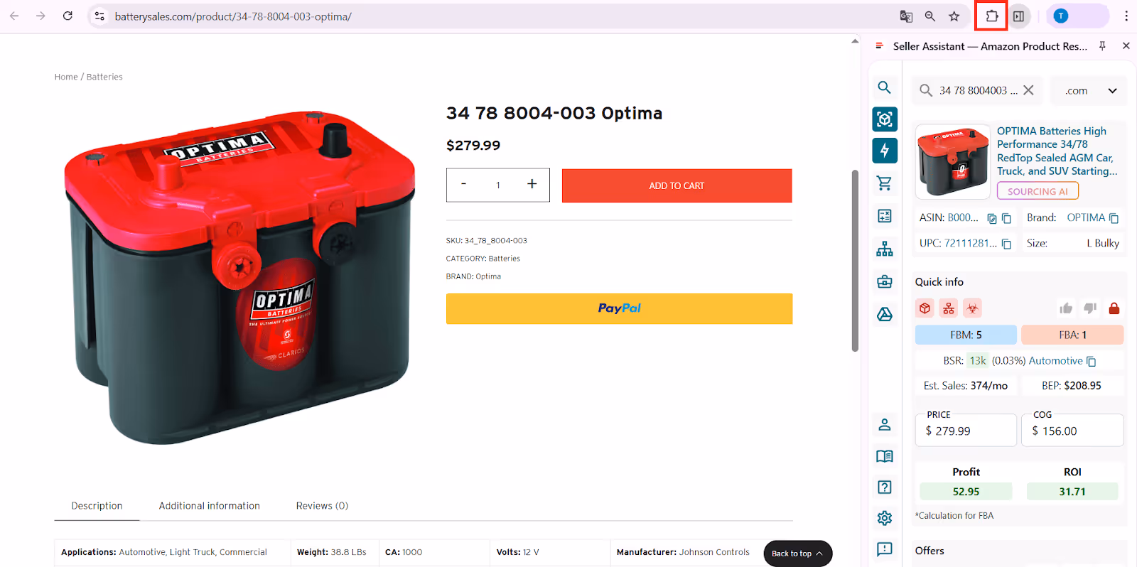 Seller Assistant Extension on the supplier website