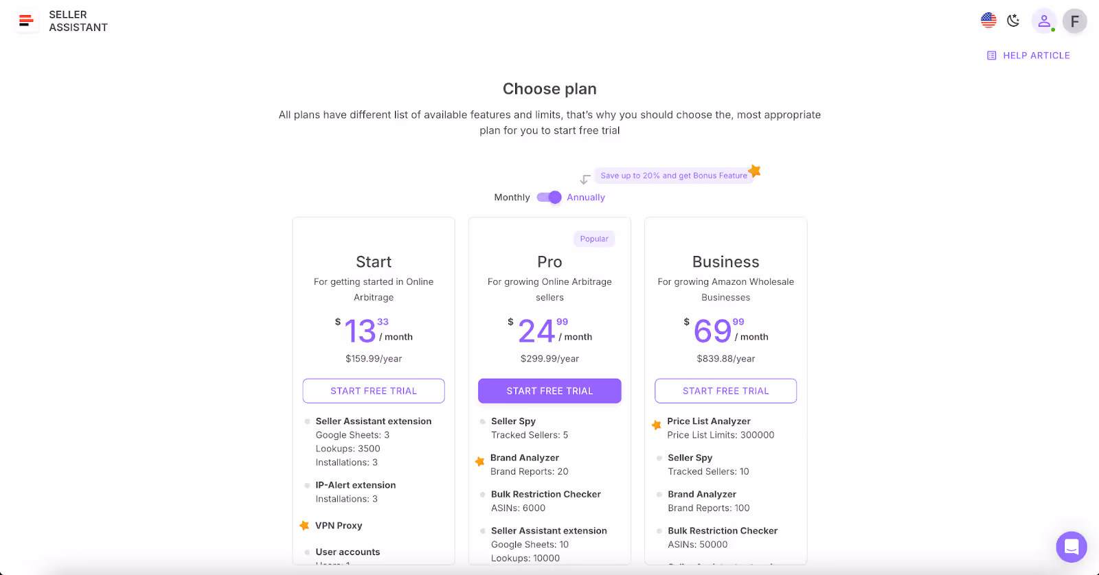 Select the subscription plan that suits your business needs