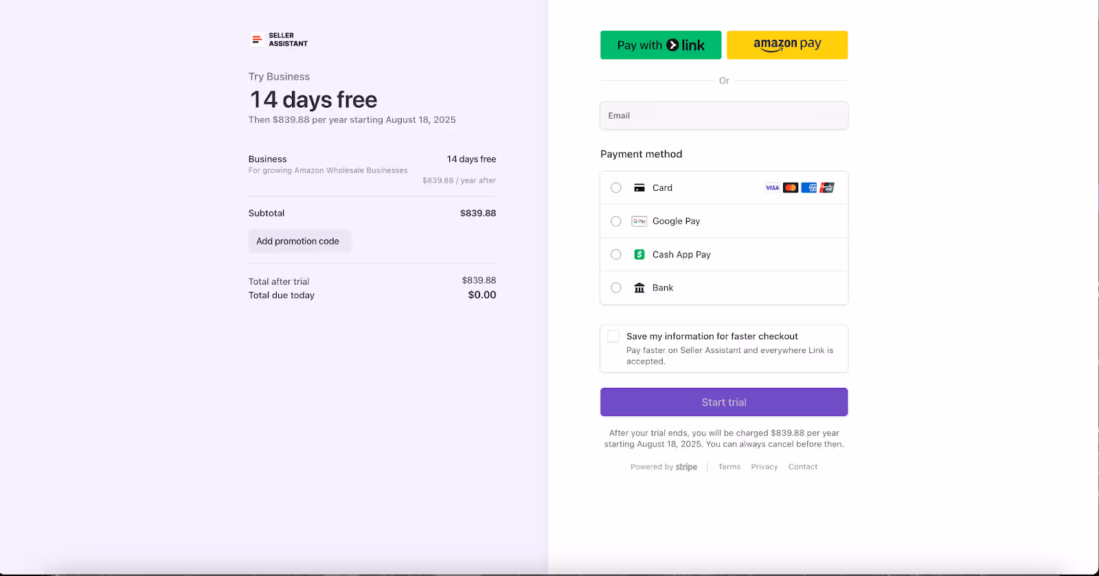 Enter your payment method details.