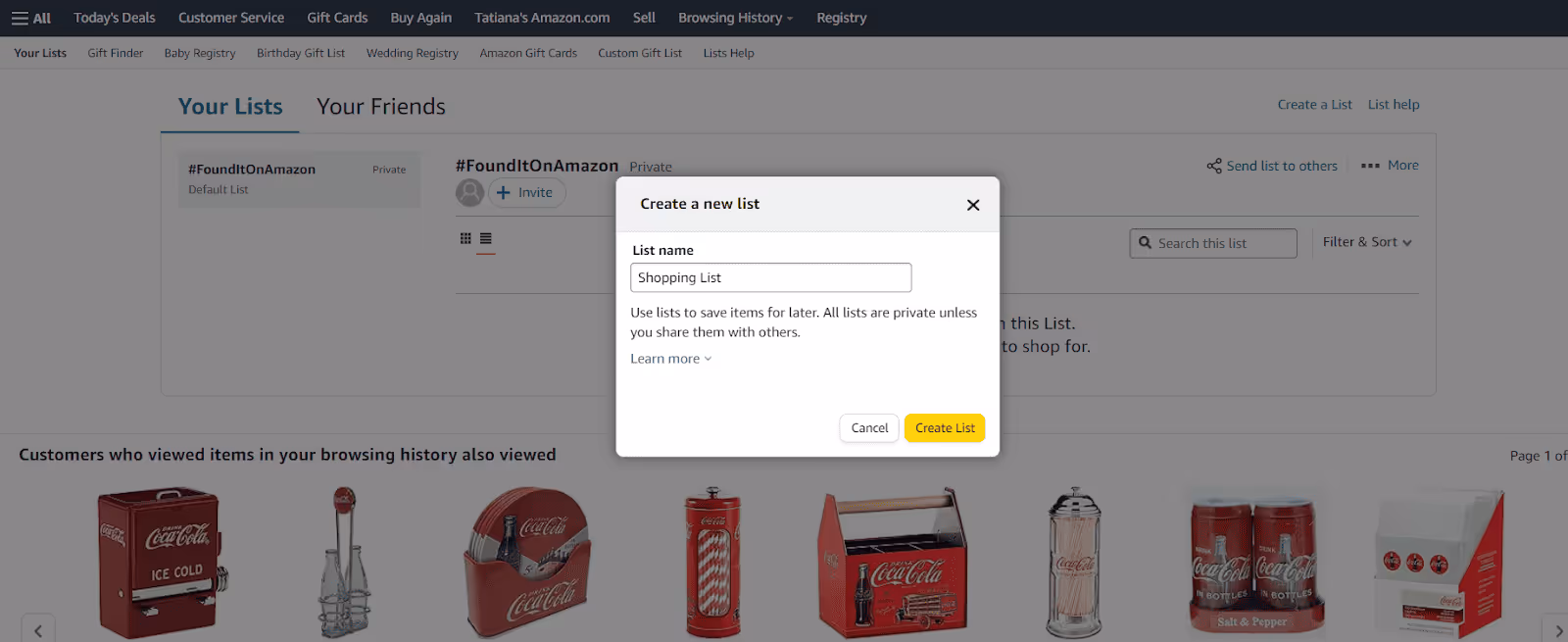 Creating a Wish List on Amazon