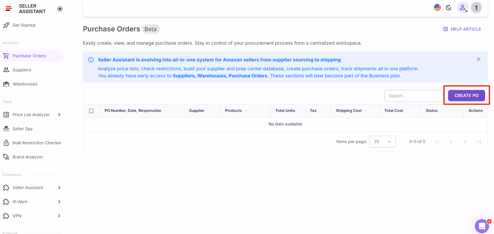 Click “Create PO”