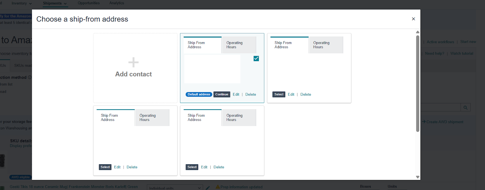 select "Ship from another address" to add another ship-from address