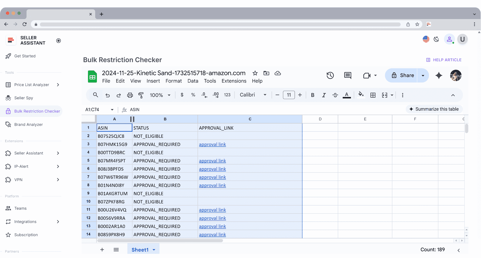 Informe de Bulk Restriction Checker