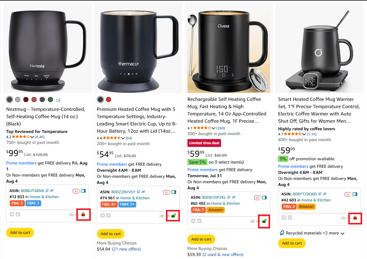 Оценивайте товары из результатов поиска на Amazon