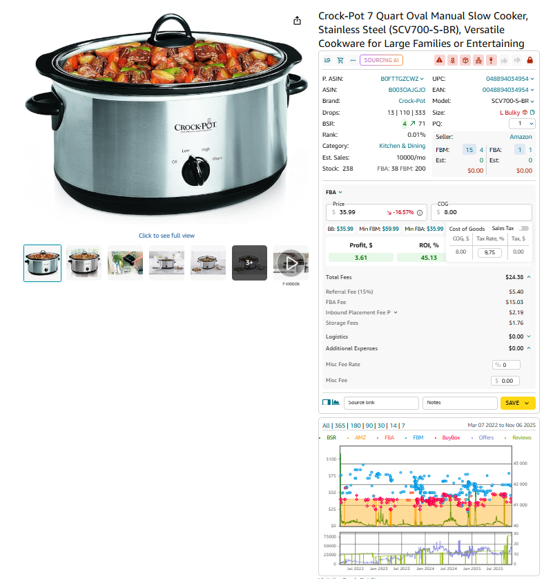 Откройте страницу товара на Amazon