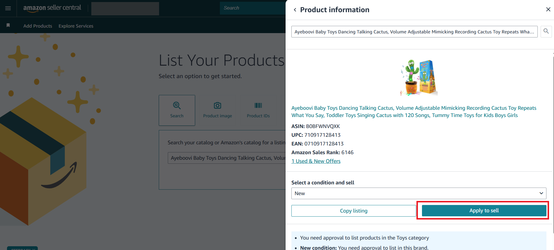 Haz clic en Solicitar venta