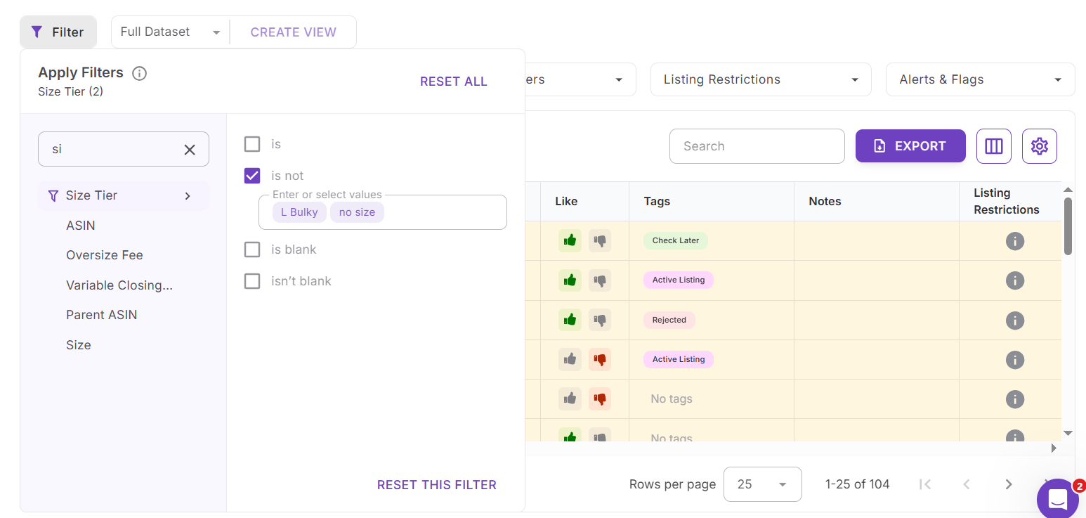 Boyutu ve gönderim maliyetini kontrol edin