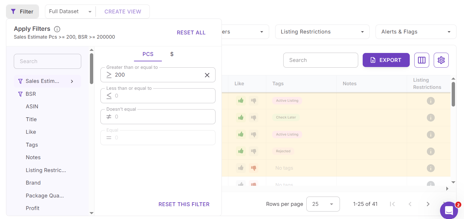 Talep ve rekabete göre daraltın