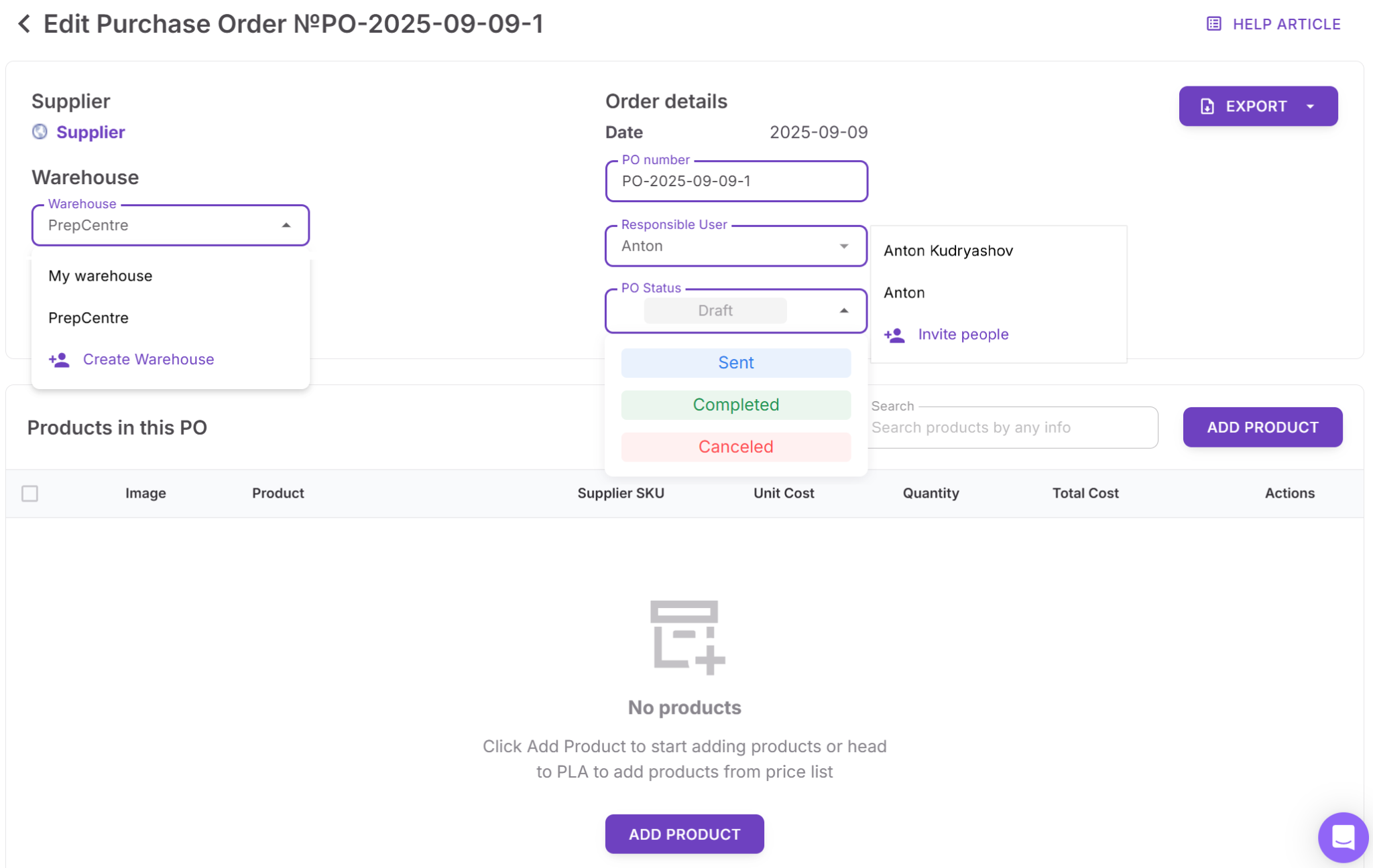 Просмотрите и настройте черновик