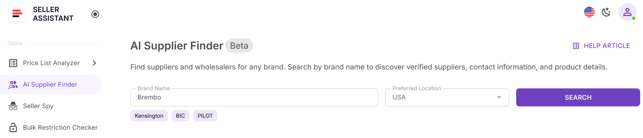 Open AI Supplier Finder