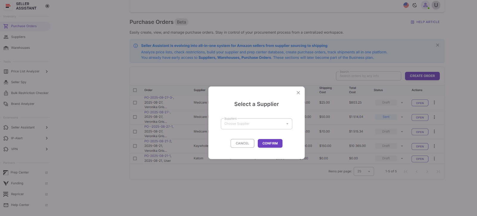 Save and use the supplier throughout your workflow