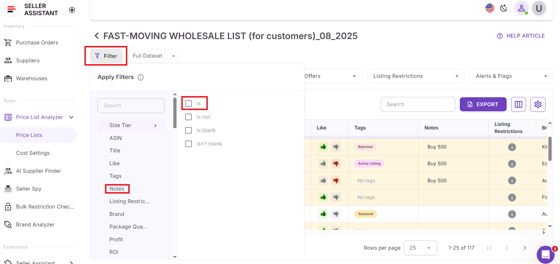 Combine notes with filters and workflow views
