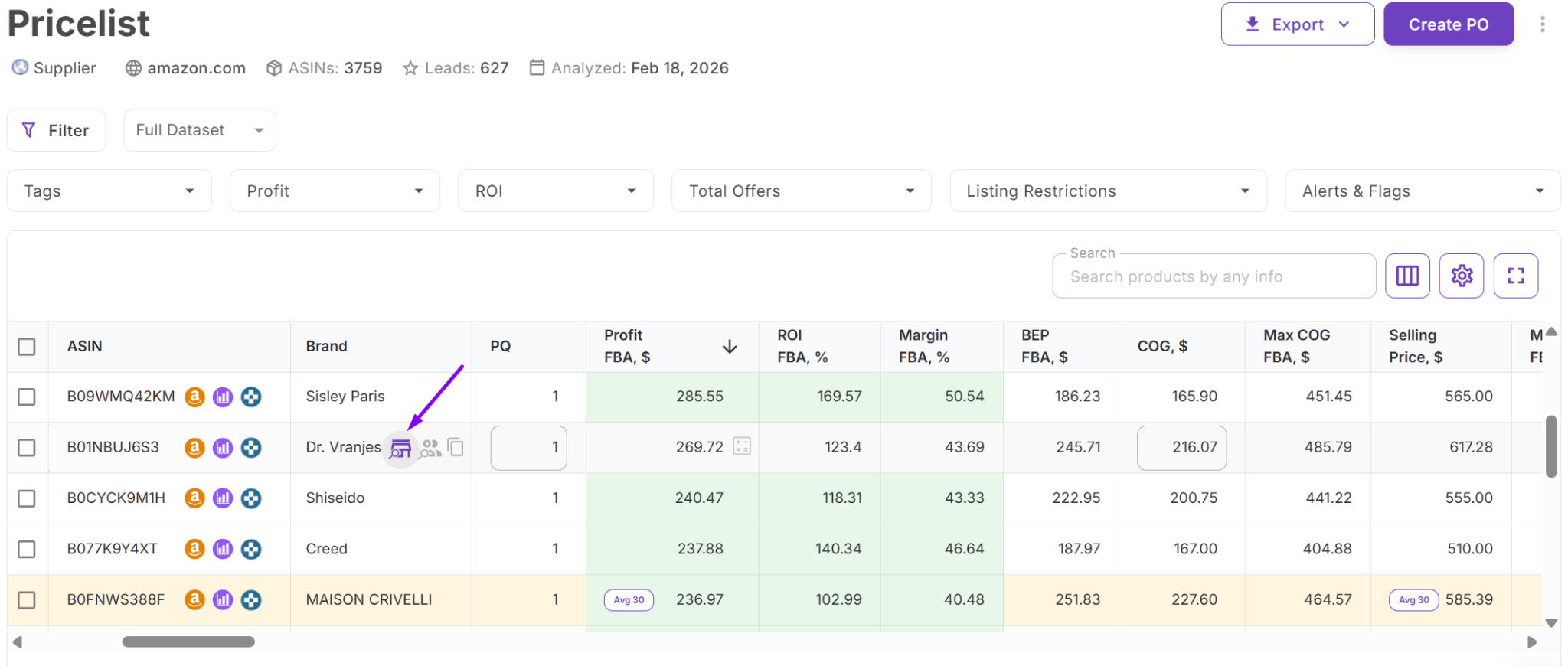 You can launch Brand Analyzer from Price List Analyzer
