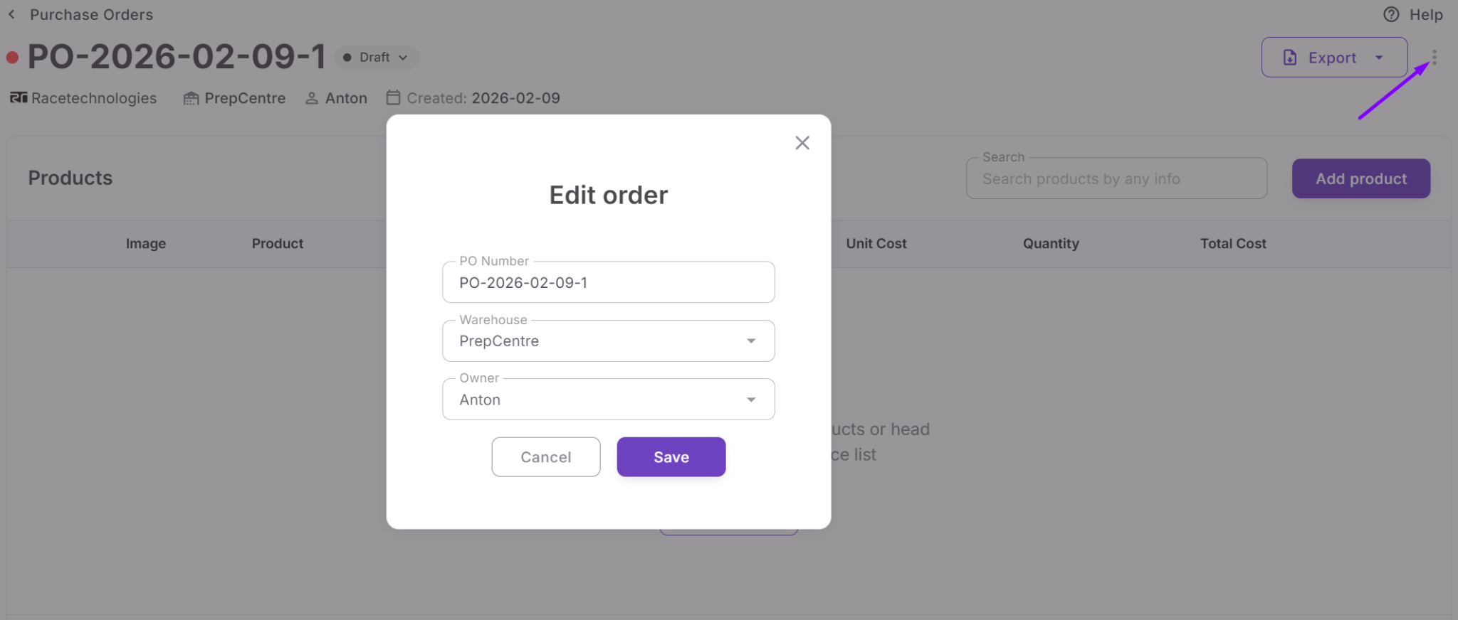 Sistem, Satın Alma Siparişi numarasını otomatik olarak oluşturur, ancak gerekirse düzenleyebilirsiniz
